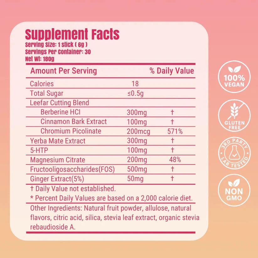 LeeFar™ Cutting Mix Drink - Strawberry Açaí Flavor – 30 Servings